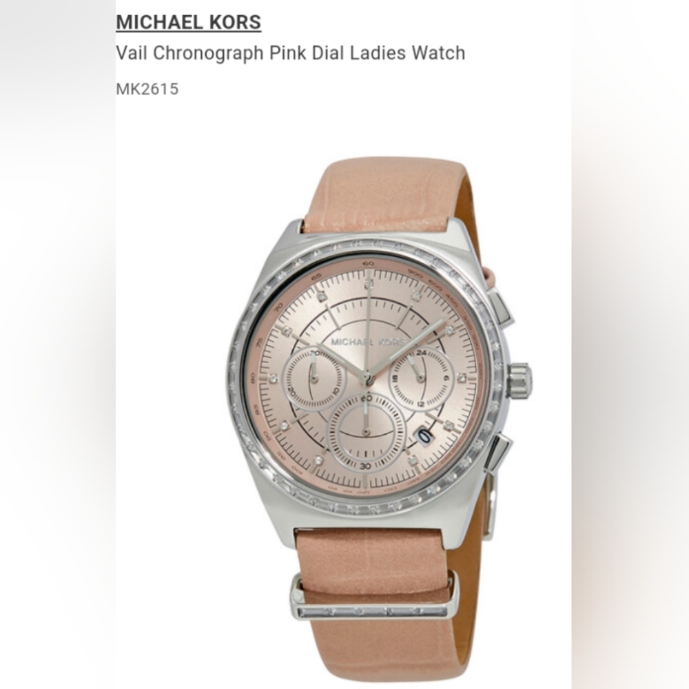 Michael Kors Ladies Pink Vail Watch & Gift Bag